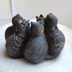 Windstone Editions Circle of Cats Candle Holder Mineral Stone VTG Collectible